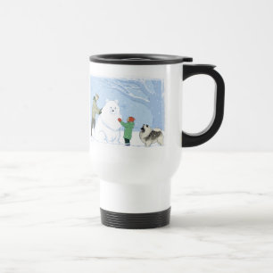 Keeshond Snow Dog Keesie Winter Holiday Scene Reisbeker