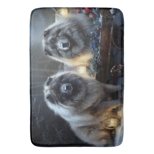 Keeshond Snowy Sleigh Kerst Decor Badmat (Voorkant Verticaal)