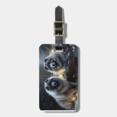 Keeshond Snowy Sleigh Kerst Decor Bagagelabel (Voorkant verticaal)