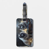 Keeshond Snowy Sleigh Kerst Decor Bagagelabel (Achterkant verticaal)
