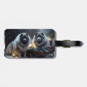 Keeshond Snowy Sleigh Kerst Decor Bagagelabel (Achterkant horizontaal)