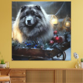 Keeshond Snowy Sleigh Kerst Decor Canvas Afdruk (Insitu (Woonkamer))