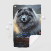 Keeshond Snowy Sleigh Kerst Decor Golfhanddoek (Insitu)
