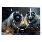 Keeshond Snowy Sleigh Kerst Decor Groot Cadeauzakje (Achterkant)