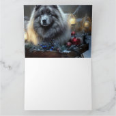 Keeshond Snowy Sleigh Kerst Decor Kaart (Binnen)