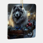 Keeshond Snowy Sleigh Kerst Decor Keramisch Ornament (Rechts)