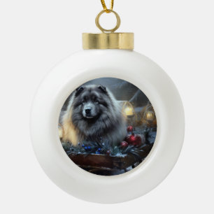 Keeshond Snowy Sleigh Kerst Decor Keramische Bal Ornament