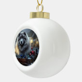Keeshond Snowy Sleigh Kerst Decor Keramische Bal Ornament (Rechts)