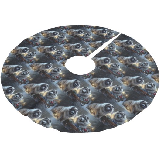 Keeshond Snowy Sleigh Kerst Decor Kerstboom Rok (Gekanteld)