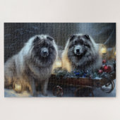 Keeshond Snowy Sleigh Kerst Decor Legpuzzel (Horizontaal)