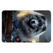 Keeshond Snowy Sleigh Kerst Decor Magneet (Horizontaal)