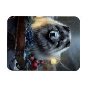 Keeshond Snowy Sleigh Kerst Decor Magneet (Horizontaal)