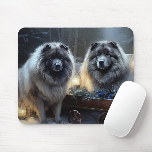 Keeshond Snowy Sleigh Kerst Decor Muismat (Met muis)