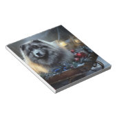 Keeshond Snowy Sleigh Kerst Decor Notitieblok (Schuin)