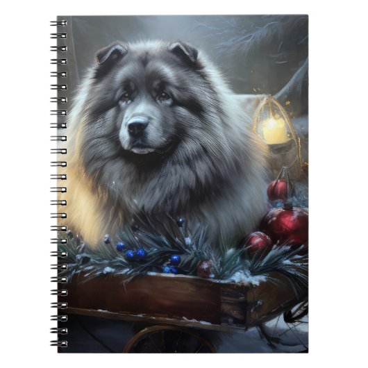 Keeshond Snowy Sleigh Kerst Decor Notitieboek (Voorkant)