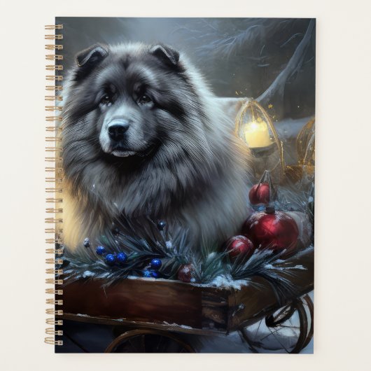 Keeshond Snowy Sleigh Kerst Decor Planner (Voorkant)