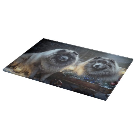Keeshond Snowy Sleigh Kerst Decor Snijplank (Hoek)