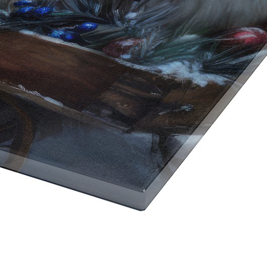 Keeshond Snowy Sleigh Kerst Decor Snijplank (Hoek)