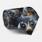 Keeshond Snowy Sleigh Kerst Decor Stropdas (Opgerold)