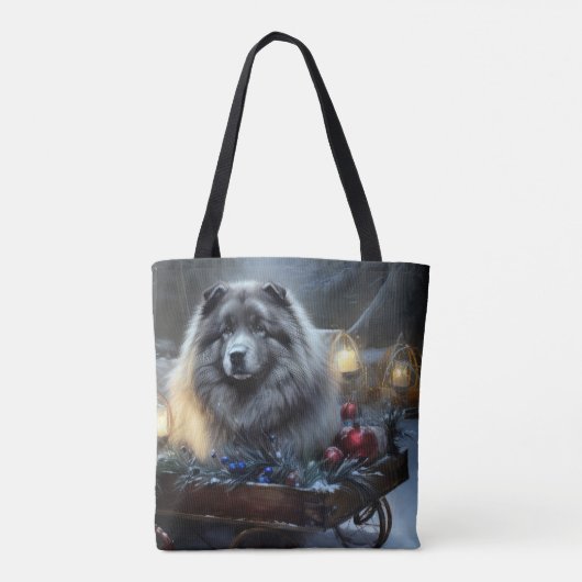 Keeshond Snowy Sleigh Kerst Decor Tote Bag (Achterkant)