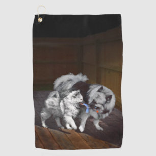 Keeshond Speeltijd Schilderij - Mooie Originele Ho Golfhanddoek