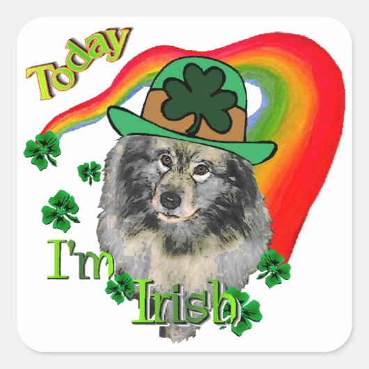 Keeshond St Patricks Day Vierkante Sticker (Voorkant)