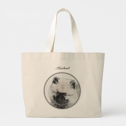 Keeshond Tekenen Kees Puppy Schattigee Originele H Grote Tote Bag (Achterkant)