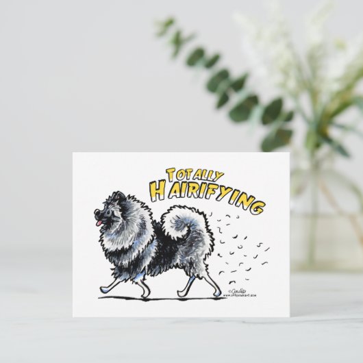 Keeshond Totally Hairifying Briefkaart (Staand voorkant)