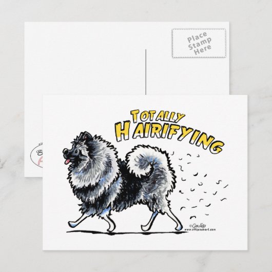 Keeshond Totally Hairifying Briefkaart (Voorkant / Achterkant)