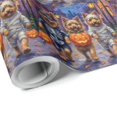 Keeshond Trick-or-Treating in Halloween kostuums Cadeaupapier (Rol Hoek)