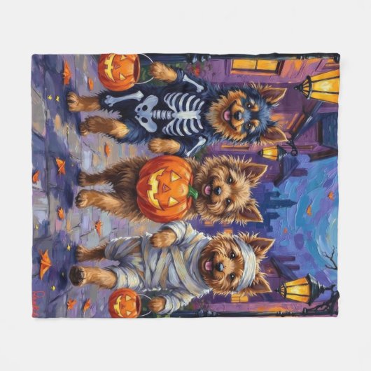 Keeshond Trick-or-Treating in Halloween kostuums Fleece Deken (Voorkant (Horizontaal))