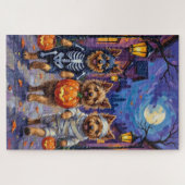 Keeshond Trick-or-Treating in Halloween kostuums Legpuzzel (Horizontaal)