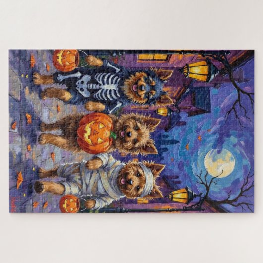 Keeshond Trick-or-Treating in Halloween kostuums Legpuzzel (Horizontaal)