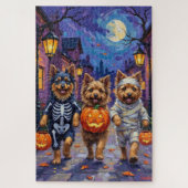 Keeshond Trick-or-Treating in Halloween kostuums Legpuzzel (Verticaal)