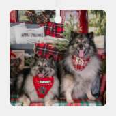 Keeshond-versieringsornament Metalen Ornament (Voorkant)