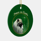 Keeshond Vrede Sleutelhanger Keramisch Ornament (Rechts)