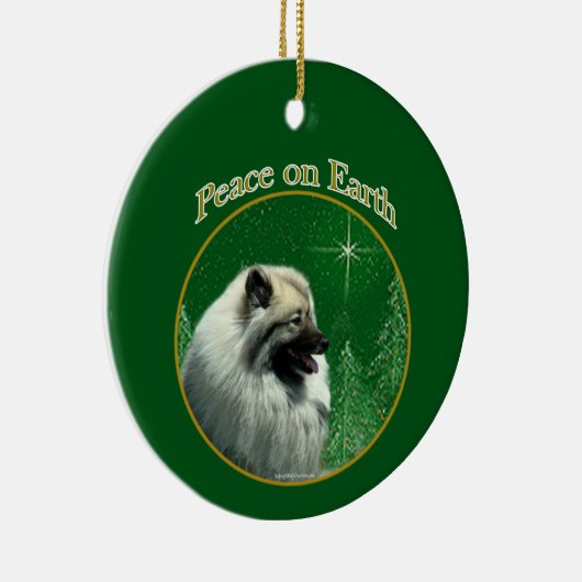 Keeshond Vrede Sleutelhanger Keramisch Ornament (Rechts)