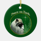Keeshond Vrede Sleutelhanger Keramisch Ornament (Voorkant)