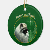 Keeshond Vrede Sleutelhanger Keramisch Ornament (Links)