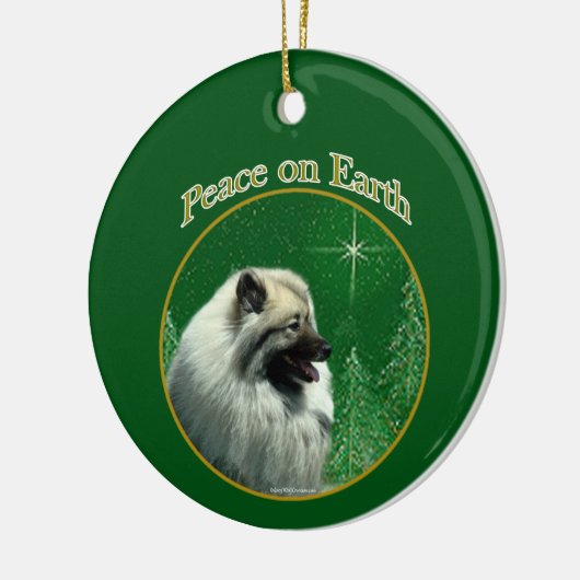 Keeshond Vrede Sleutelhanger Keramisch Ornament (Links)