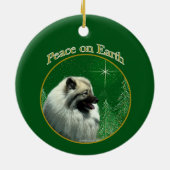 Keeshond Vrede Sleutelhanger Keramisch Ornament (Achterkant)