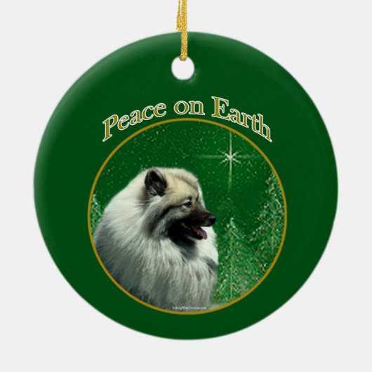 Keeshond Vrede Sleutelhanger Keramisch Ornament (Achterkant)