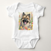 Keeshond Watercolor Baby Bodysuit (Voorkant)