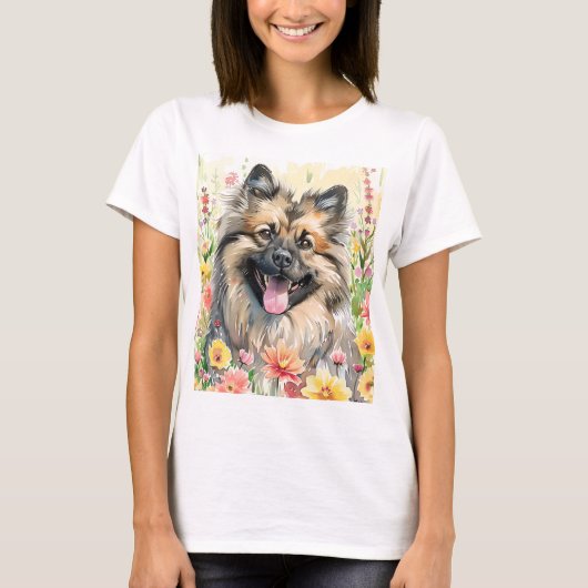 Keeshond Watercolor Dames T-Shirt (Voorkant)