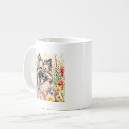 Keeshond Watercolor Mug Koffiemok (Voorkant links)
