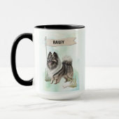  Keeshond Watercolor Personalized Dog Mok (Links)