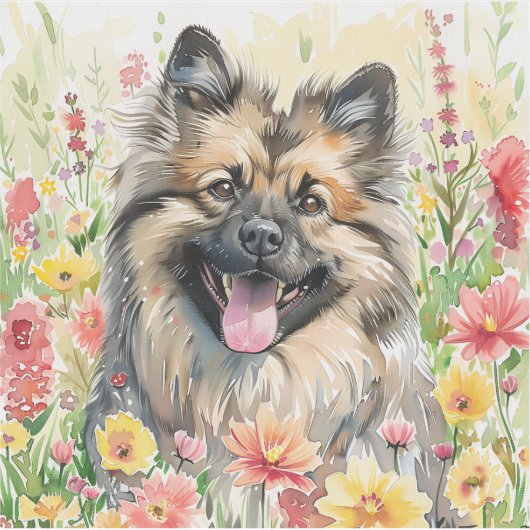Keeshond Watercolor Sticker (Voorkant)