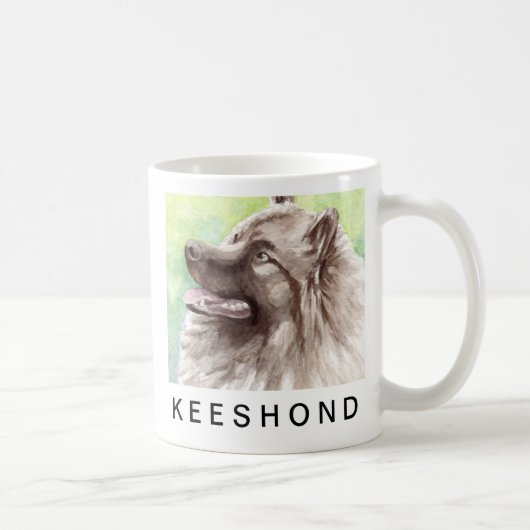 Keeshond Waterverf Portret Koffiemok (Rechts)