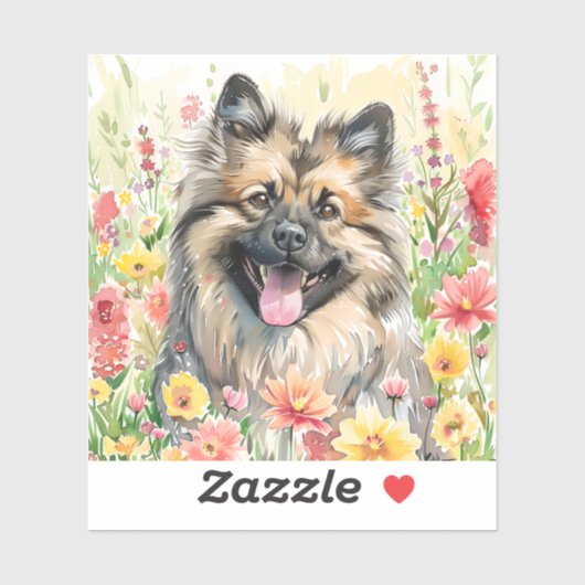 Keeshond-waterverf sticker (Vel)