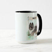Keeshond-waterverfsaus Persoonlijke Hond Mok (Voorkant rechts)